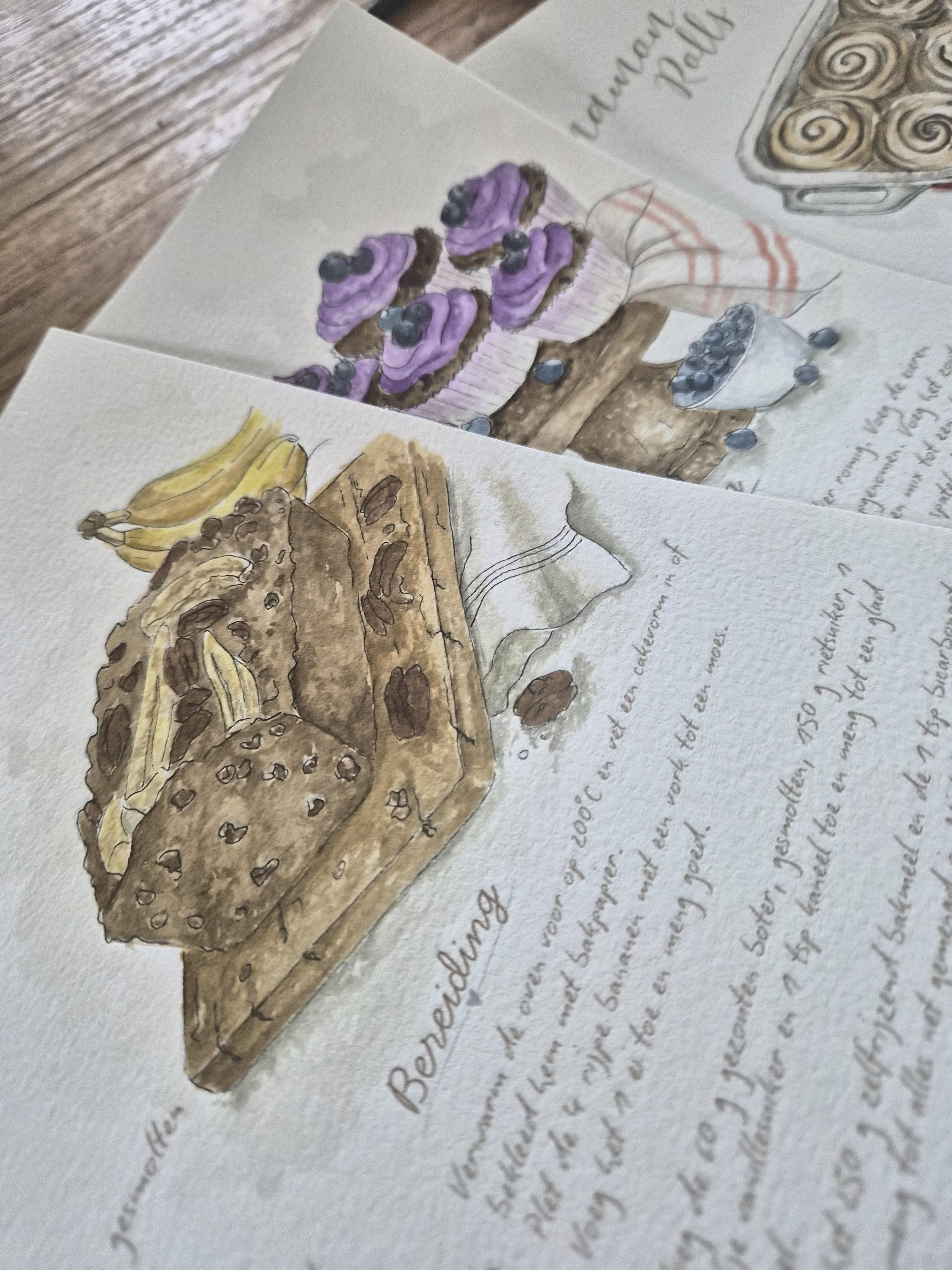 COSY WINTER AQUAREL: Leer aquarel met een geïllustreerde receptenkaart - Foto